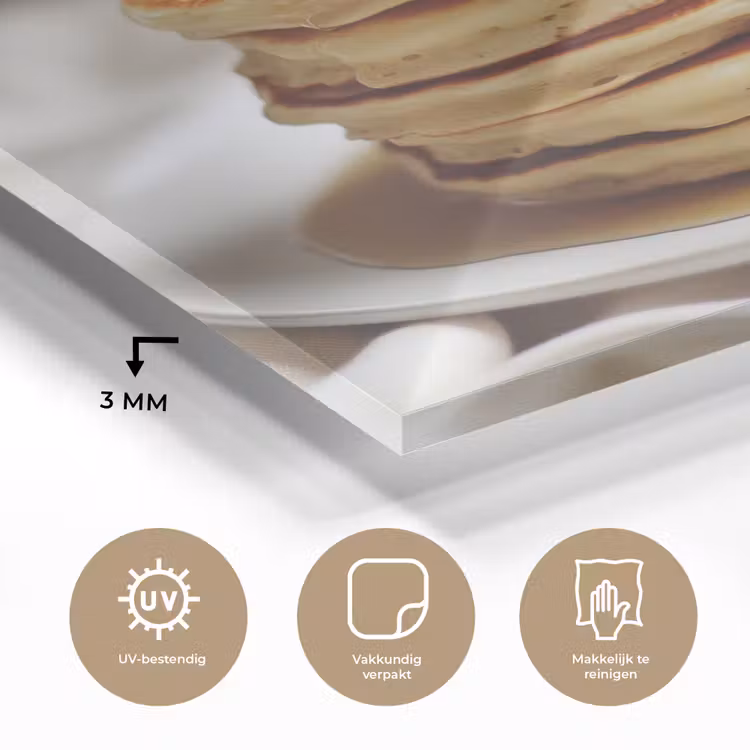 Pannenkoeken - Banaan - Siroop - Wit - Beige plexiglas 5mm klein -sfeer2