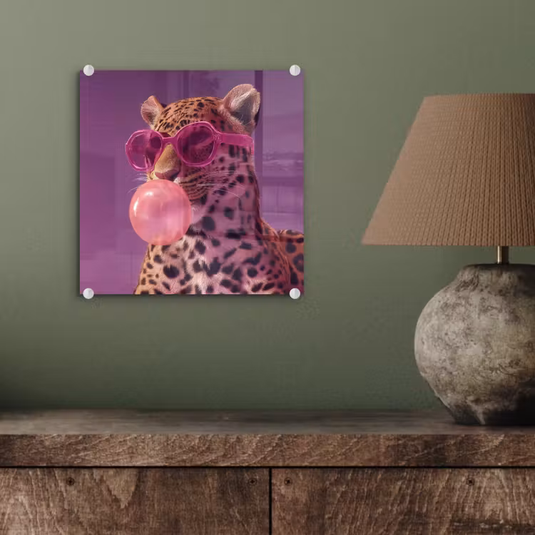 Panter - Zonnebril - Kauwgombel - Roze plexiglas 5mm klein -sfeer3