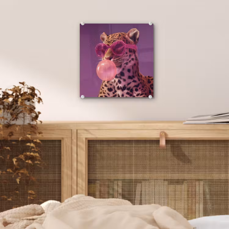 Panter - Zonnebril - Kauwgombel - Roze plexiglas 5mm klein -sfeer4