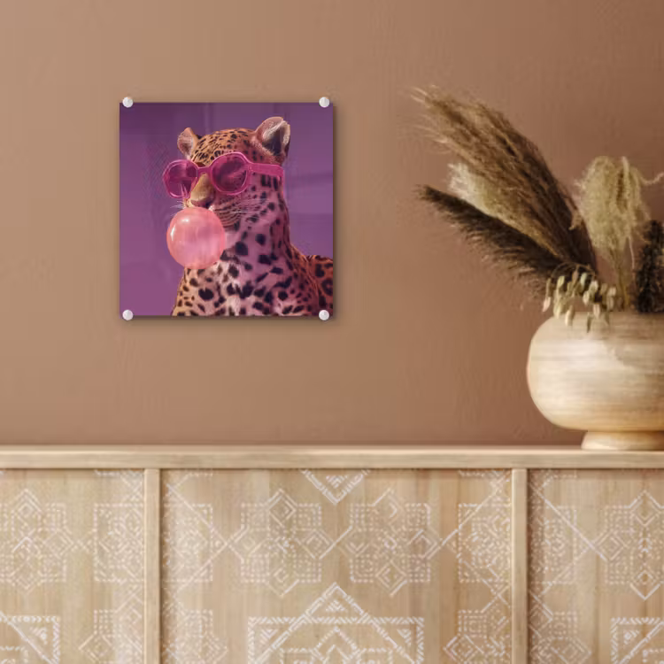 Panter - Zonnebril - Kauwgombel - Roze plexiglas 5mm klein -sfeer5