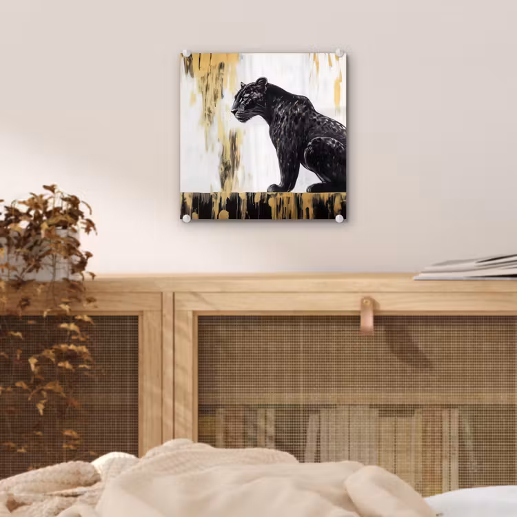 Panter - Zwart - Abstract - Goud plexiglas 5mm klein -sfeer4