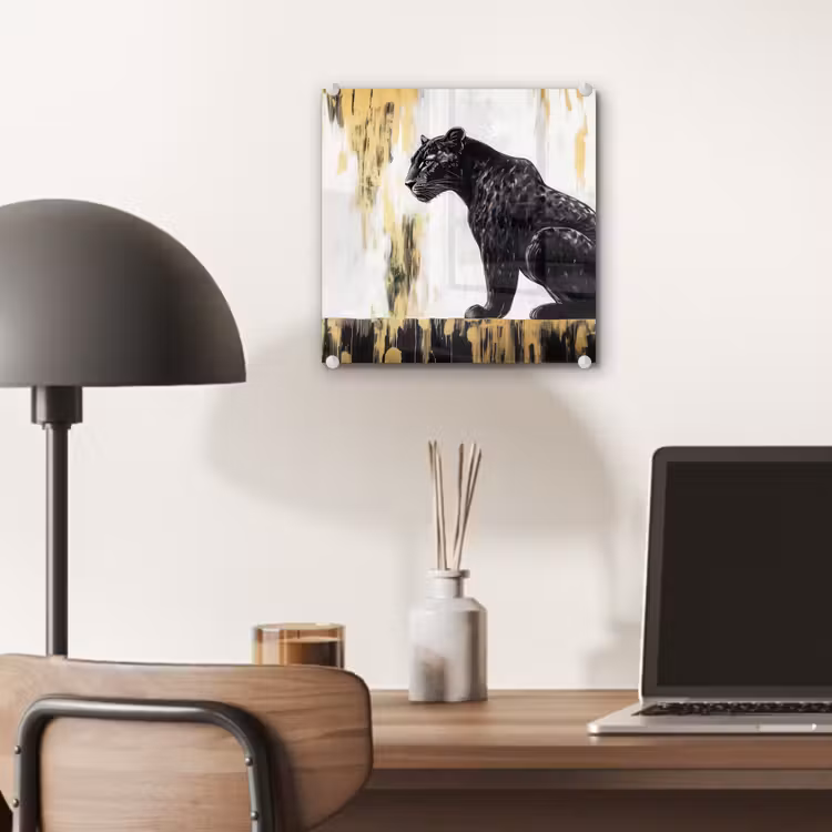 Panter - Zwart - Abstract - Goud plexiglas 5mm klein -sfeer6