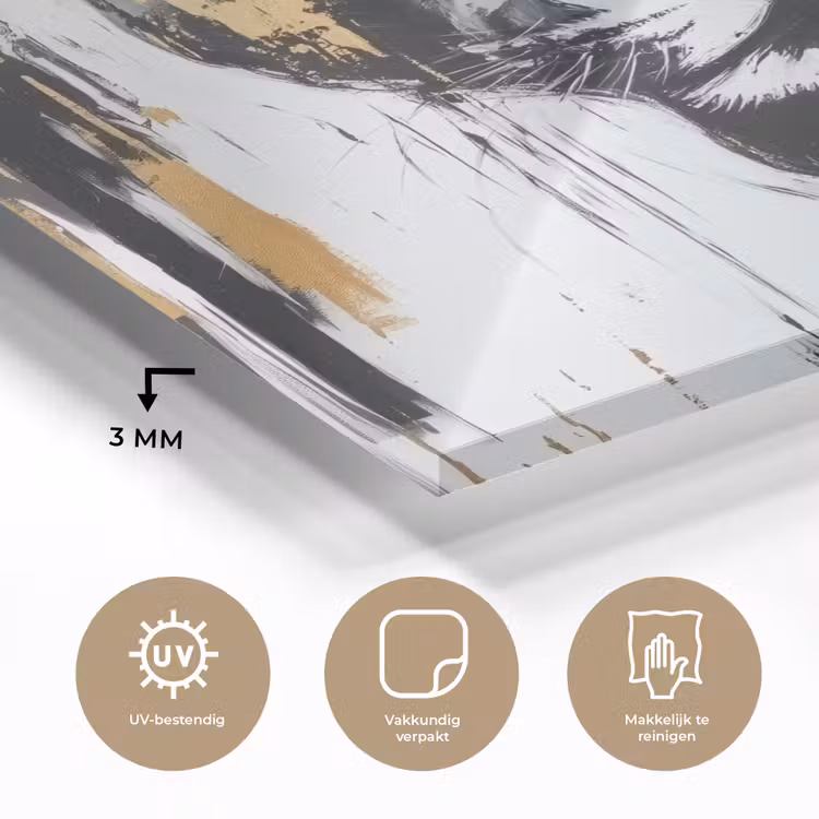 Panter - Zwart - Abstract - Verfstreken plexiglas 5mm klein -sfeer2