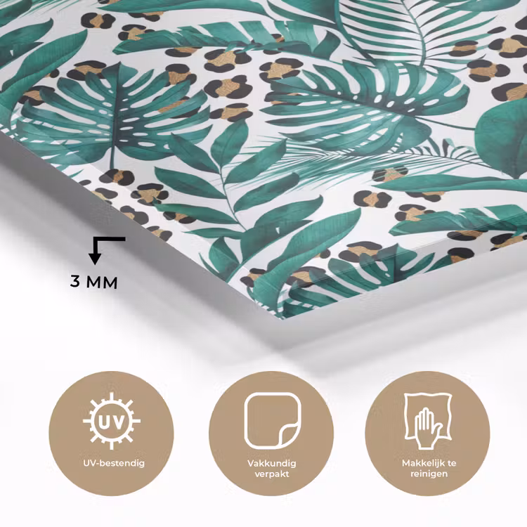 Inductie beschermer - Panterprint - Bladeren - Jungle - Afdekplaat voor kookplaat plexiglas 5mm klein -sfeer2