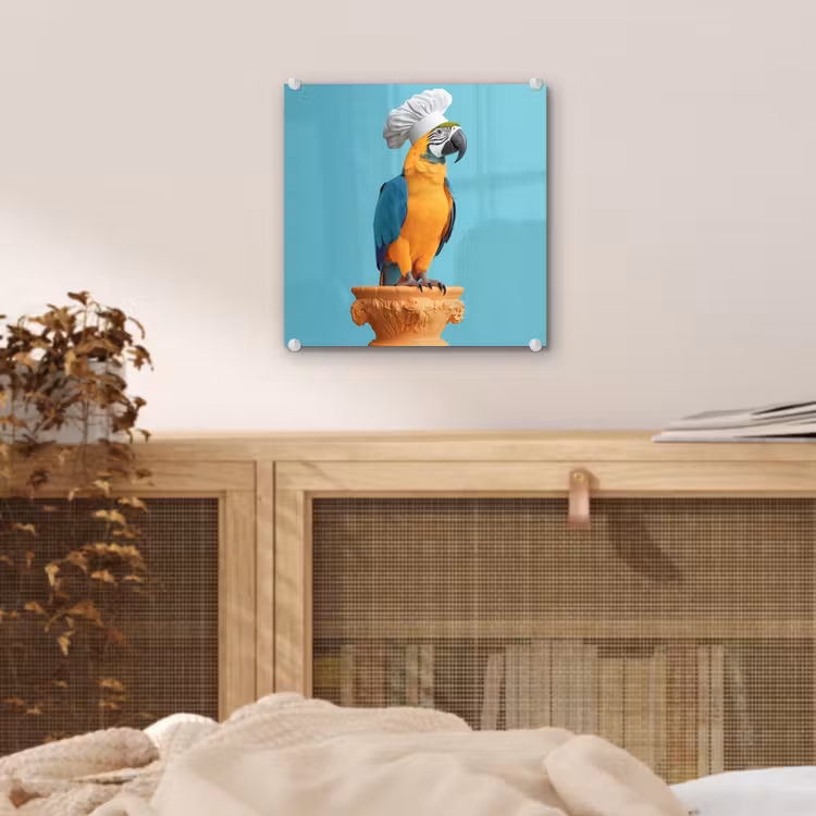 Papegaai - Koksmuts - Grappig - Vogel plexiglas 5mm klein -sfeer4