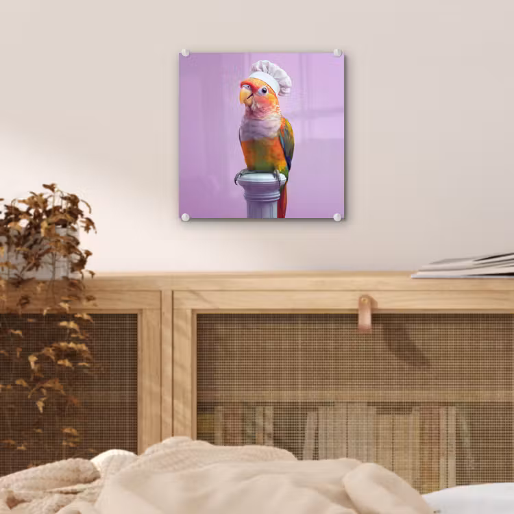 Papegaai - Koksmuts - Pilaar - Vogel plexiglas 5mm klein -sfeer4