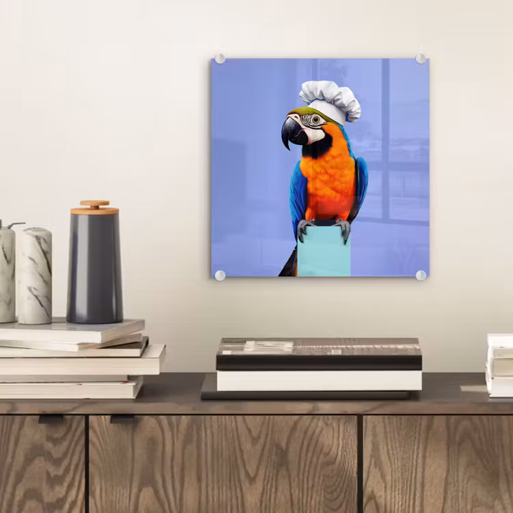 Papegaai - Koksmuts - Vogel - Leuk plexiglas 5mm klein -sfeer1