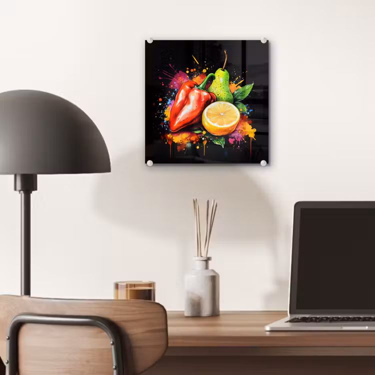 Paprika - Peer - Citroen - Graffiti - Verf - Abstract plexiglas 5mm klein -sfeer6