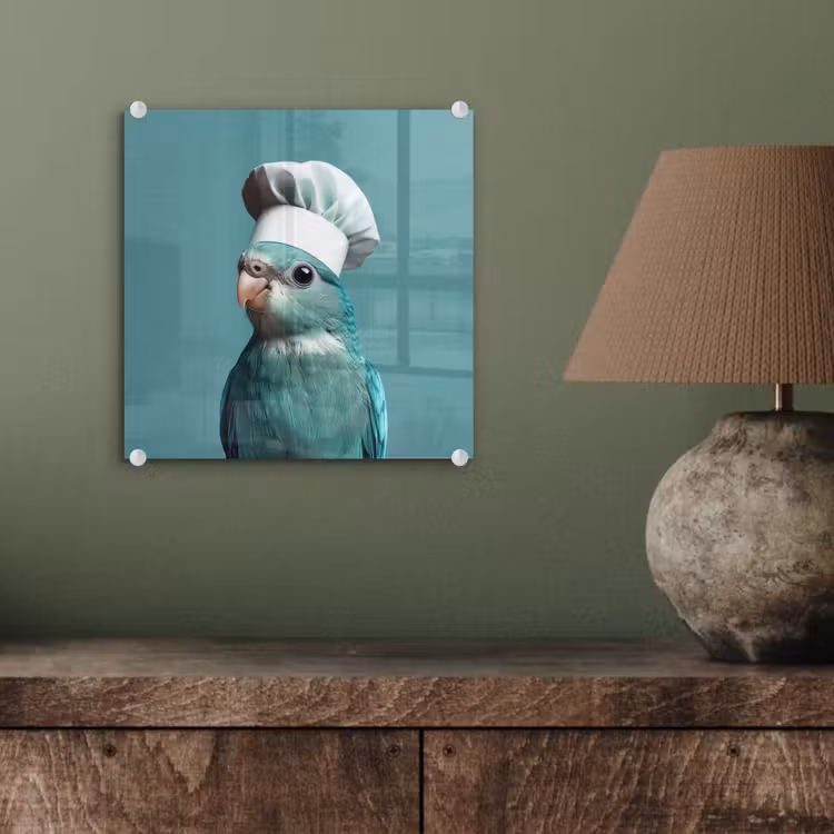 Parkiet - Vogel - Koksmuts - Cute plexiglas 5mm klein -sfeer3