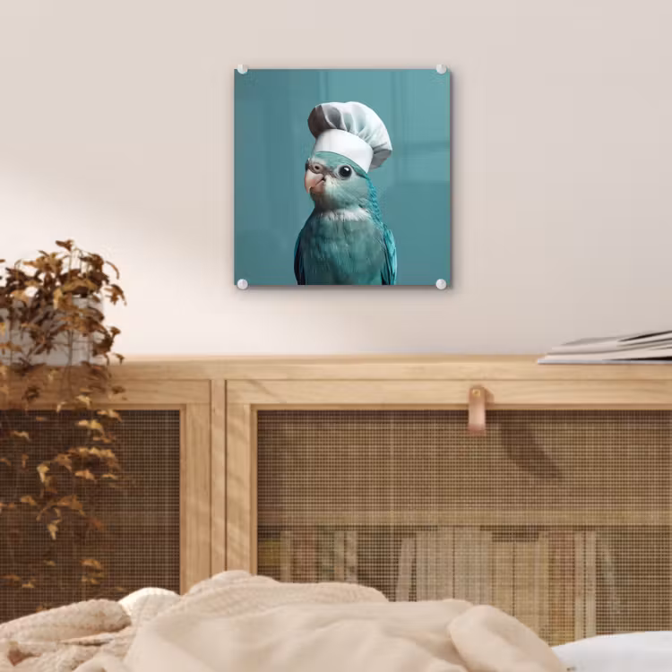 Parkiet - Vogel - Koksmuts - Cute plexiglas 5mm klein -sfeer4