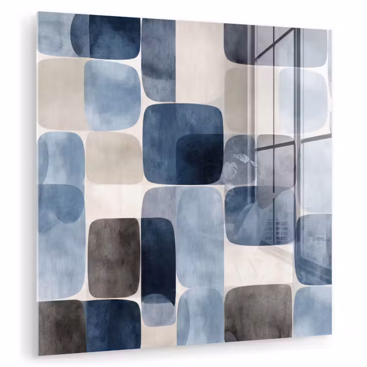 Patroon - Blauw - Vierkanten plexiglas 5mm klein -zzzproduct_nieuw
