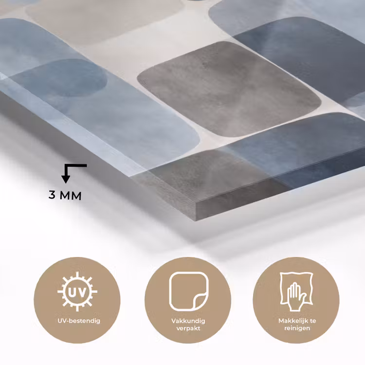 Patroon - Blauw - Vierkanten plexiglas 5mm klein -sfeer2
