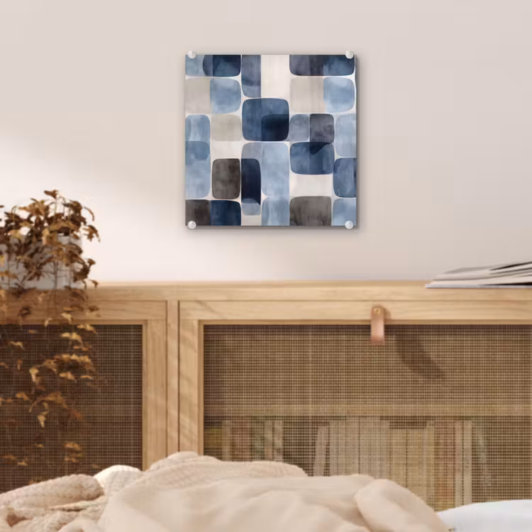 Patroon - Blauw - Vierkanten plexiglas 5mm klein -sfeer4