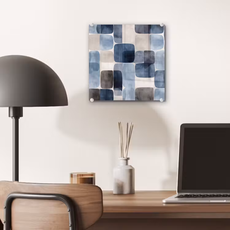 Patroon - Blauw - Vierkanten plexiglas 5mm klein -sfeer6
