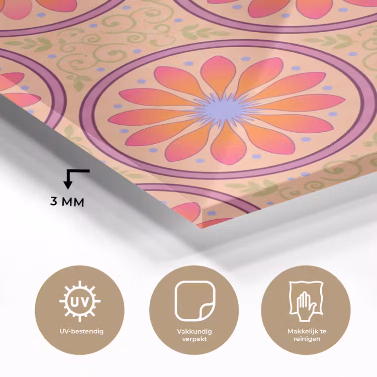 Patroon - Bloemen - Decoratief - Kleurrijk - Modern plexiglas 5mm klein -sfeer2