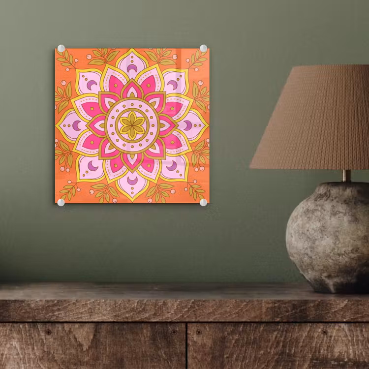 Patroon - Bloemmotief - Decoratie - Abstract - Roze plexiglas 5mm klein -sfeer3