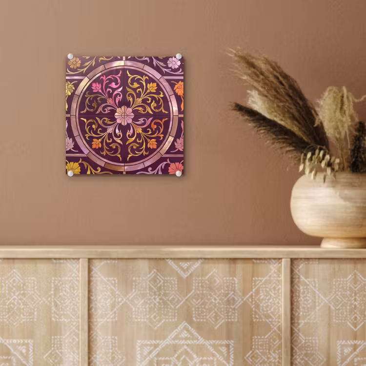 Patroon - Floraal - Oosters - Paars - Goud plexiglas 5mm klein -sfeer5