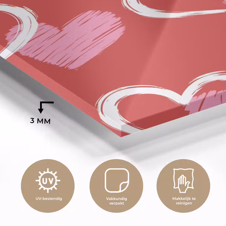 Patroon - Hartjes - Roze - Valentijn plexiglas 5mm klein -sfeer2