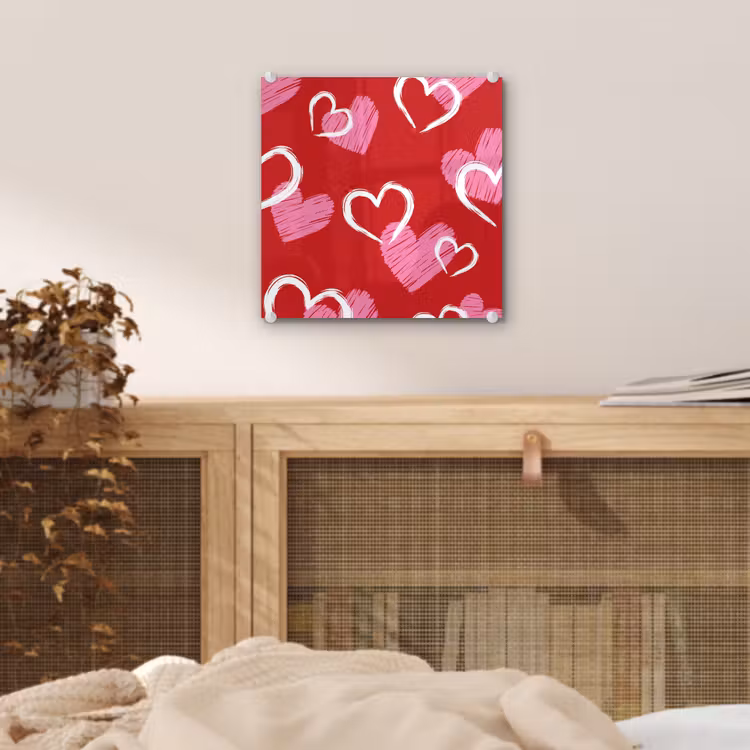 Patroon - Hartjes - Roze - Valentijn plexiglas 5mm klein -sfeer4