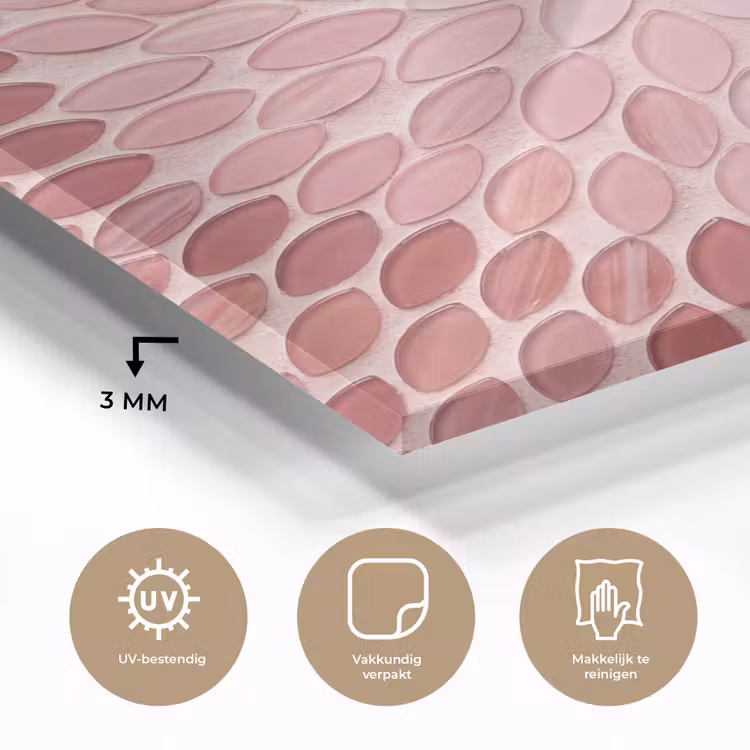 Patroon - Mozaïek - Ovaal - Abstract - Roze plexiglas 5mm klein -sfeer2