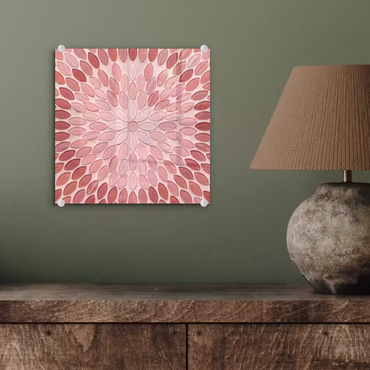 Patroon - Mozaïek - Ovaal - Abstract - Roze plexiglas 5mm klein -sfeer3