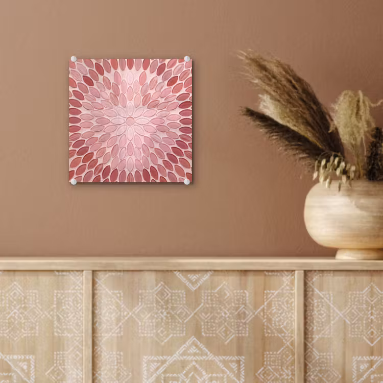 Patroon - Mozaïek - Ovaal - Abstract - Roze plexiglas 5mm klein -sfeer5