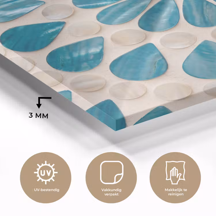 Patroon - Mozaïek - Schelpen - Abstract - Turquoise plexiglas 5mm klein -sfeer2