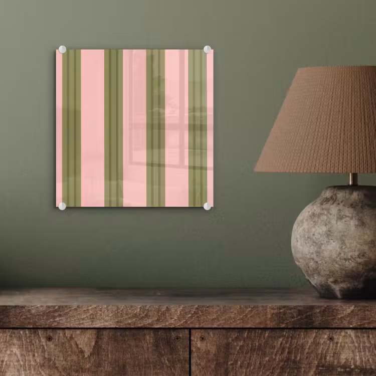 Patroon - Strepen - Abstract - Roze - Groen plexiglas 5mm klein -sfeer3