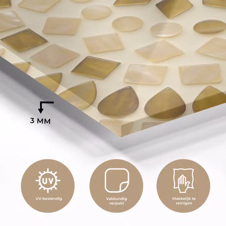 Patroon - Vormen - Mozaïek - Abstract - Goud plexiglas 5mm klein -sfeer2