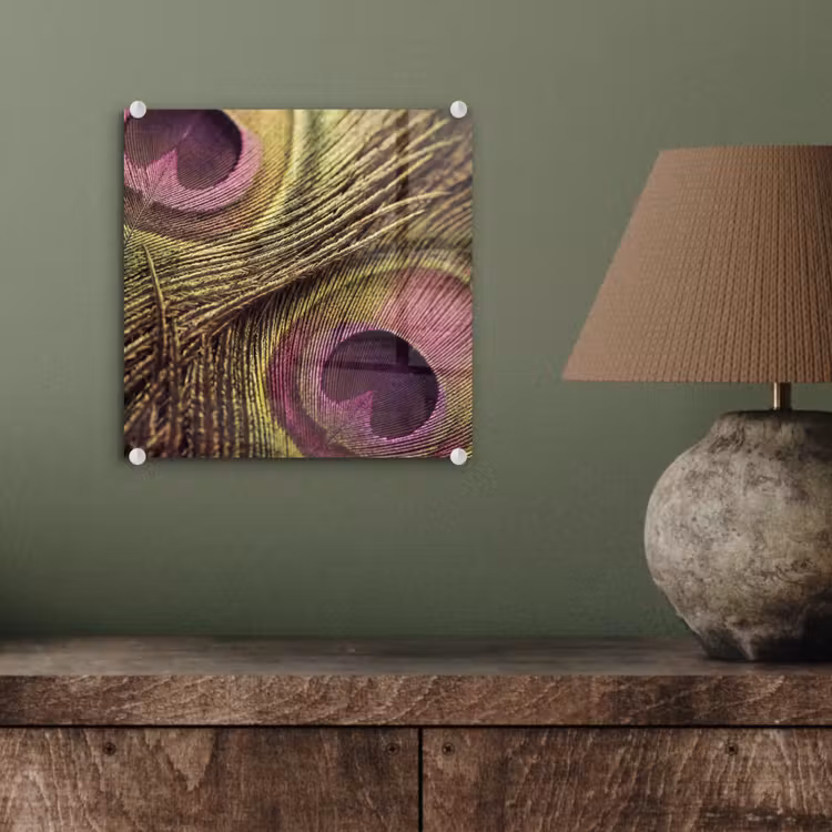 Pauw - Veren - Paars - Groen plexiglas 5mm klein -sfeer3