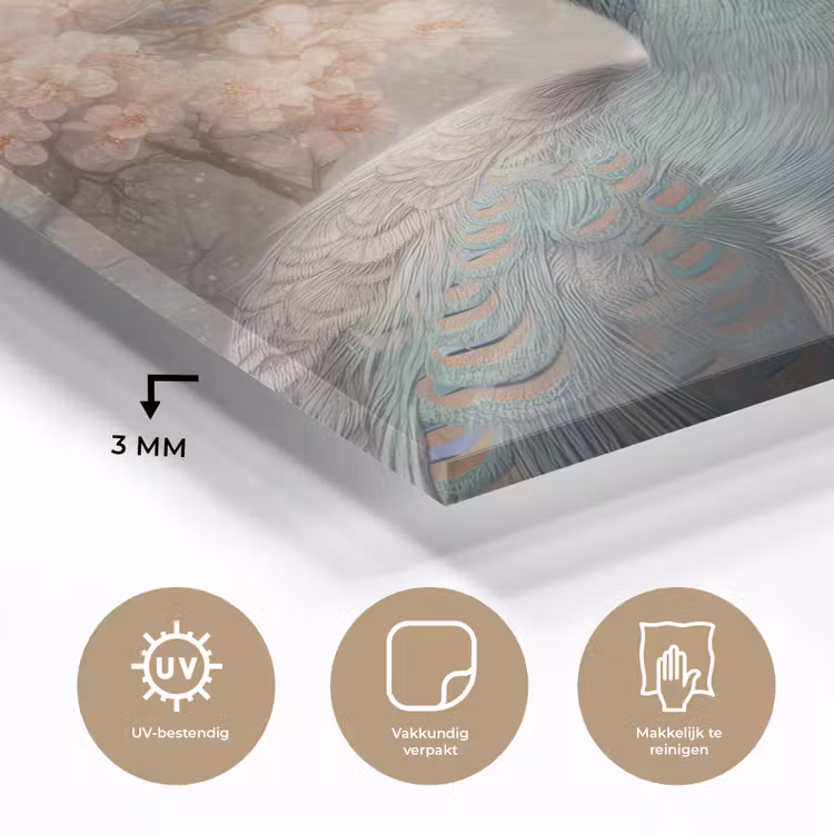 Pauw - Vogels - Bloemen - Boom - Botanisch plexiglas 5mm klein -sfeer2