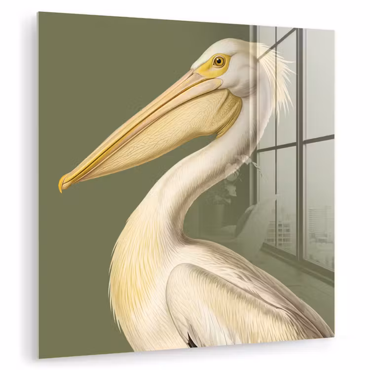 Pelikaan - Wit - Vogel - Klassiek - Natuur plexiglas 5mm klein -zzzproduct_nieuw