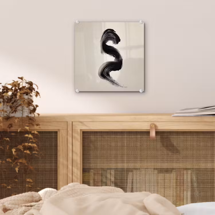 Penseelstreek - Zwart - Minimalistisch plexiglas 5mm klein -sfeer4