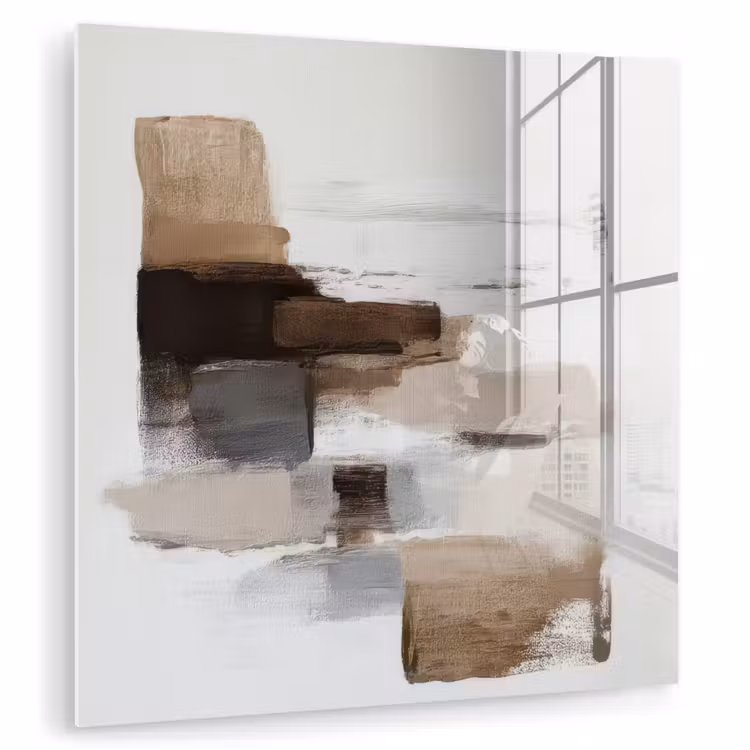 Penseelstreken - Balans - Beige - Bruin plexiglas 5mm klein -zzzproduct_nieuw