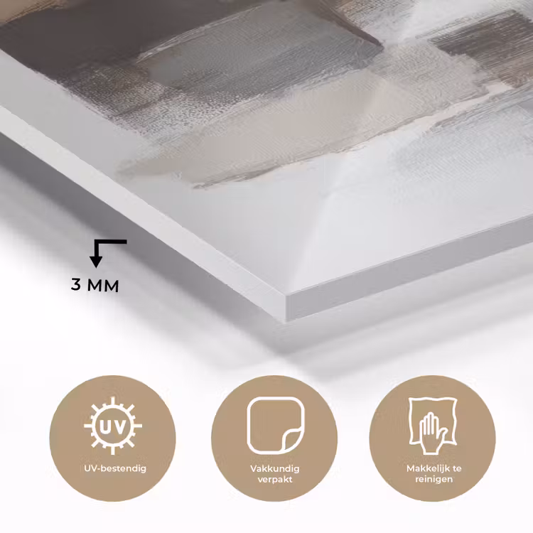 Penseelstreken - Balans - Beige - Bruin plexiglas 5mm klein -sfeer2