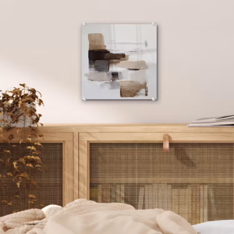 Penseelstreken - Balans - Beige - Bruin plexiglas 5mm klein -sfeer4