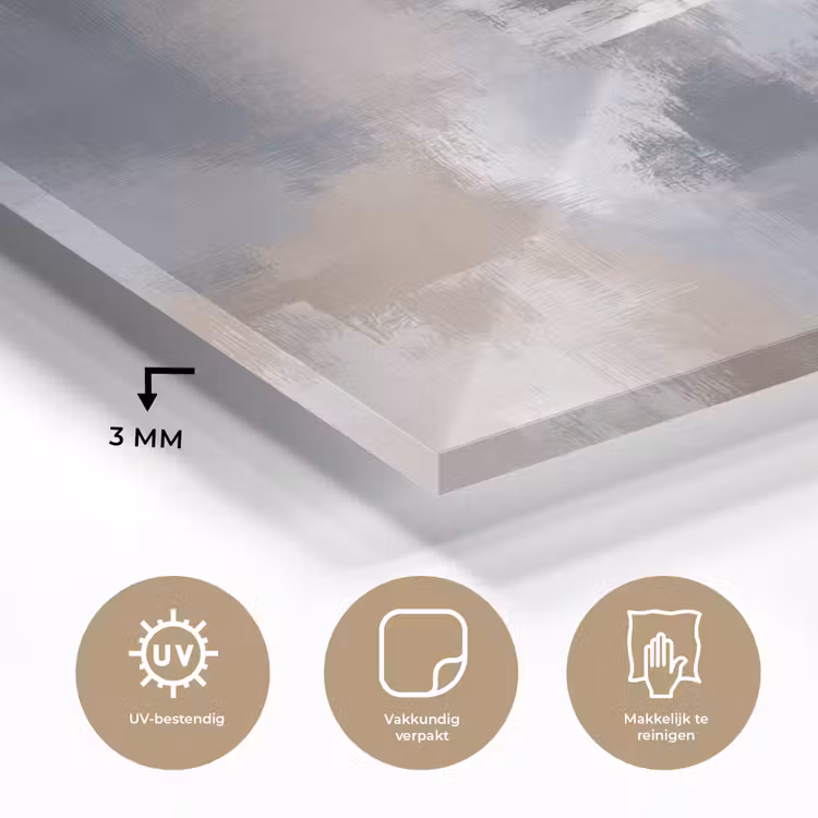 Penseelstreken - Schilderij - Beige plexiglas 5mm klein -sfeer2