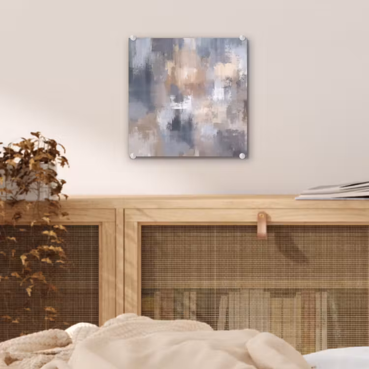 Penseelstreken - Schilderij - Beige plexiglas 5mm klein -sfeer4