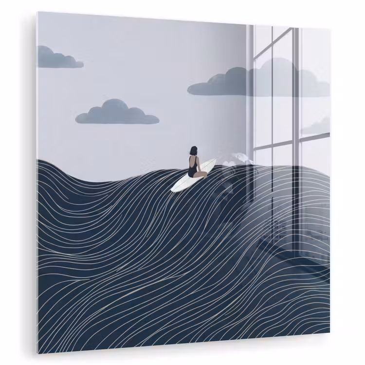 Persoon - Surfen - Oceaan - Natuur - Modern plexiglas 5mm klein -zzzproduct_nieuw