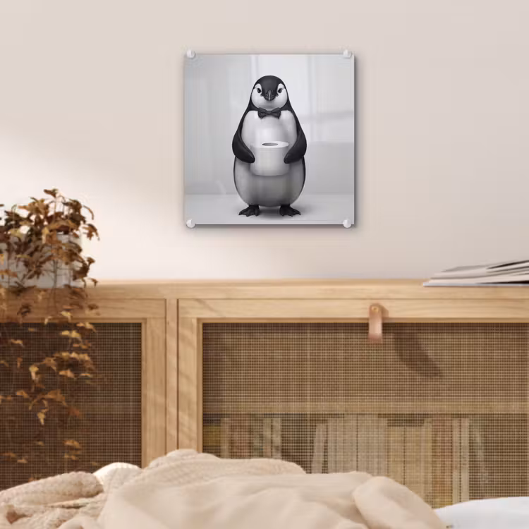 Pinguïn - WC rol - Wit plexiglas 5mm klein -sfeer4