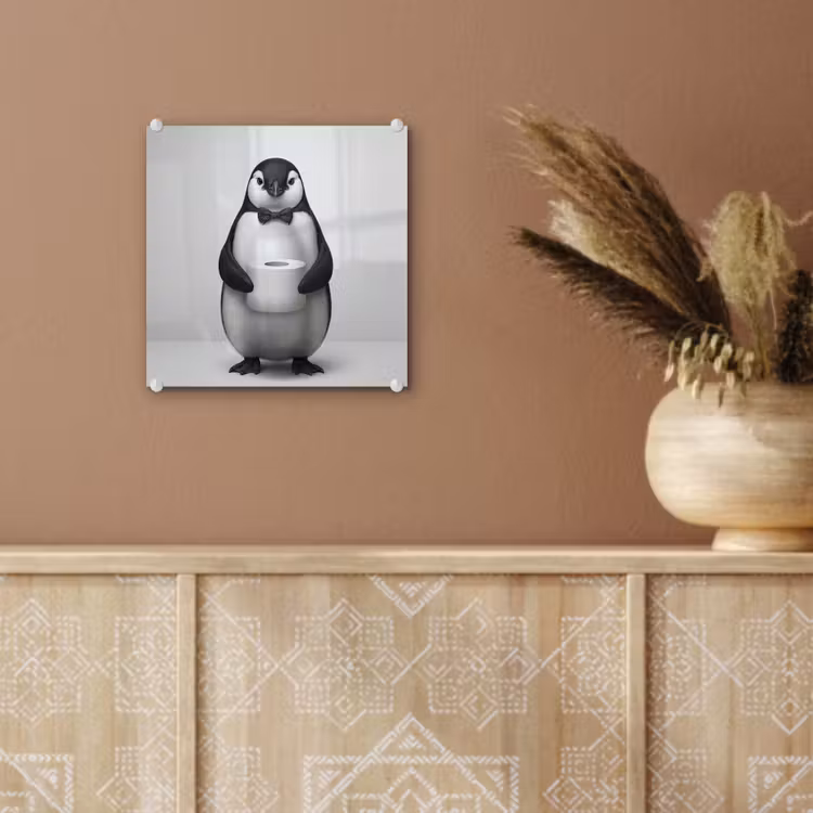 Pinguïn - WC rol - Wit plexiglas 5mm klein -sfeer5