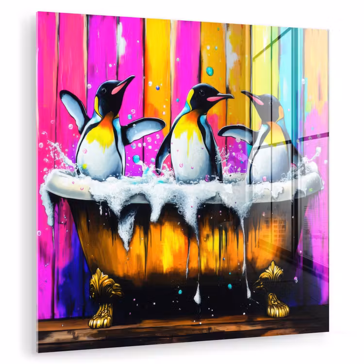 Pinguïns - Badkuip - Kleurrijk - Schuim plexiglas 5mm klein -zzzproduct_nieuw