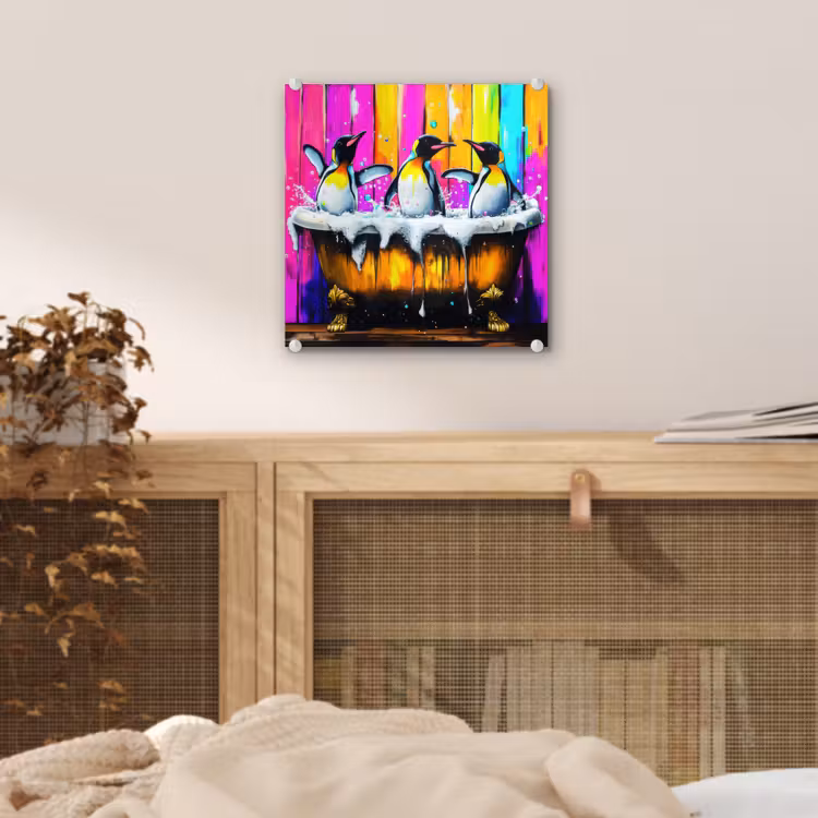 Pinguïns - Badkuip - Kleurrijk - Schuim plexiglas 5mm klein -sfeer4