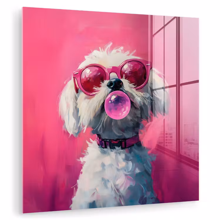 Pink - Hond - Bubbel plexiglas 5mm klein -zzzproduct_nieuw