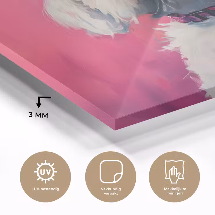 Pink - Hond - Bubbel plexiglas 5mm klein -sfeer2