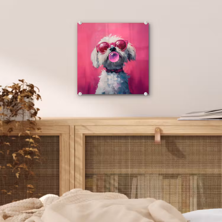 Pink - Hond - Bubbel plexiglas 5mm klein -sfeer4