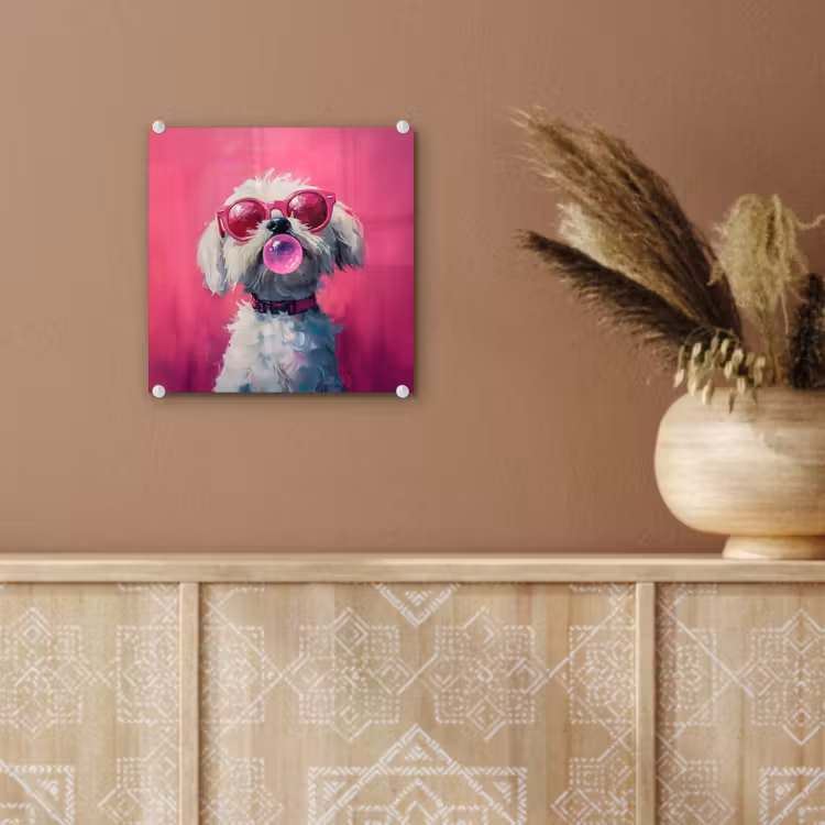 Pink - Hond - Bubbel plexiglas 5mm klein -sfeer5