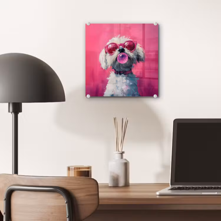 Pink - Hond - Bubbel plexiglas 5mm klein -sfeer6