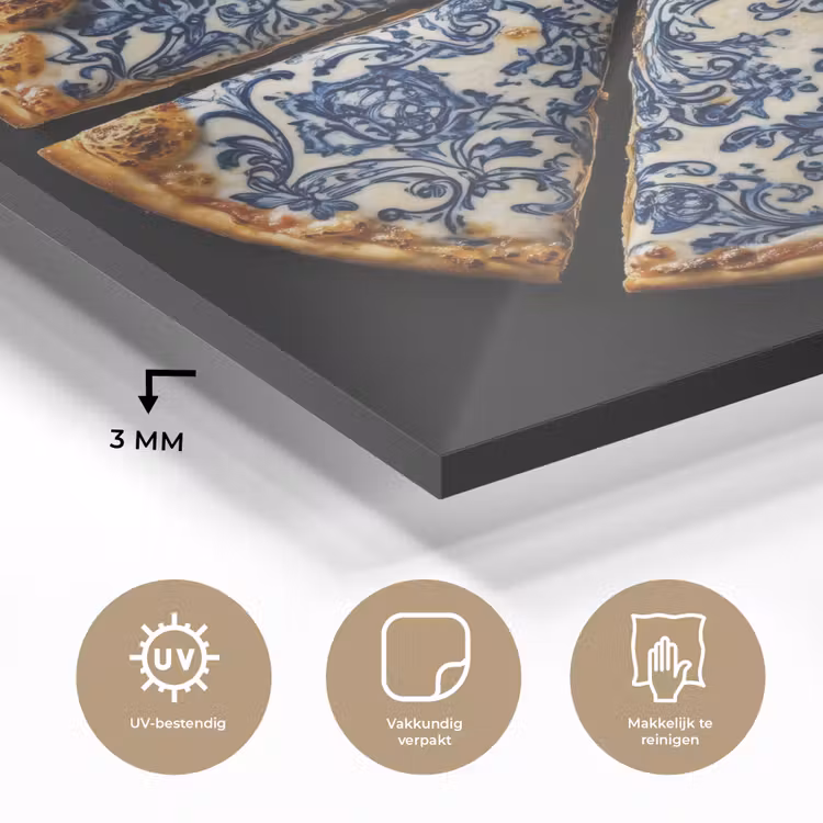 Pizza - Eten - Delftsblauw plexiglas 5mm klein -sfeer2