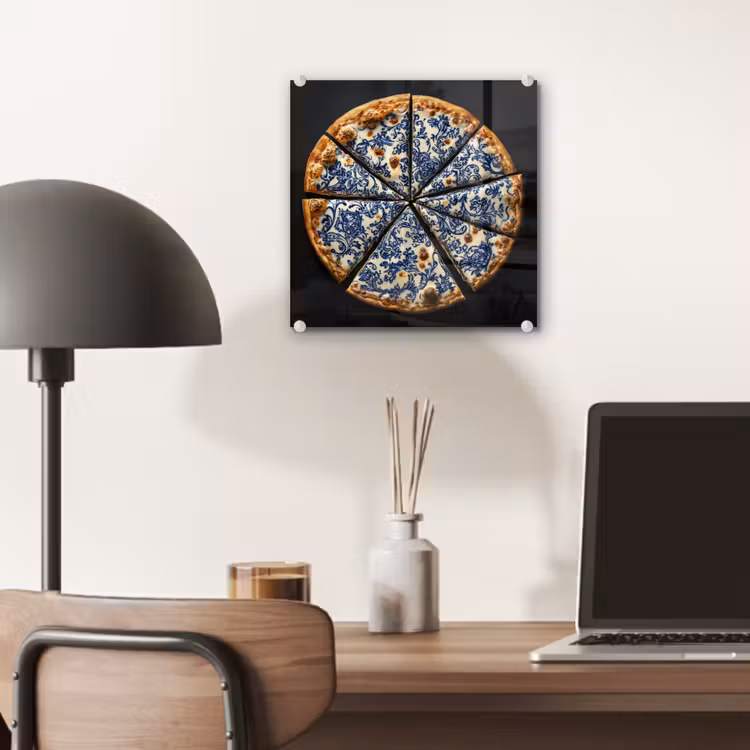 Pizza - Eten - Delftsblauw plexiglas 5mm klein -sfeer6